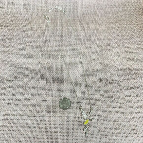 Disney Silver Yellow Enameled Tinkerbell Necklace‎ - Picture 2 of 3